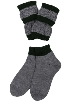 Produktbild von Isar-Trachten Kinder Loferl Socken und Wadenwärmer | 35651 - Grau/Grün Größe: 29-30