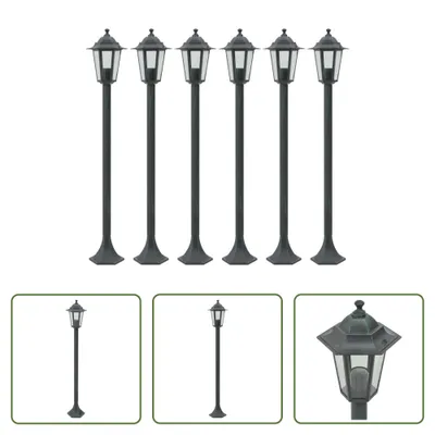 Obrázek produktu pro The Living Store Zahradní sloupkové osvětlení 6 ks. E27 110 cm Hliník Tmavě zelená