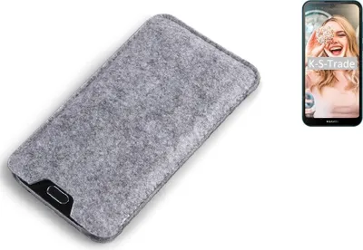 Produktbild von K-S-Trade Filz Handyhülle kompatibel mit Huawei Y5 2019 Schutzhülle Filztasche Filz Tasche Case Sleeve Handy Hülle Filzhülle grau