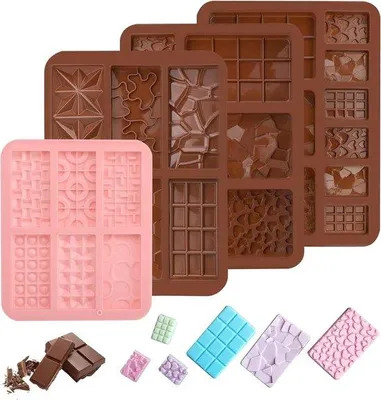 Produktbild von Silikonformen für DIY-Chocolade, -Kekse, -Bonbons und Gelee, 4 Stück, hitzebeständig