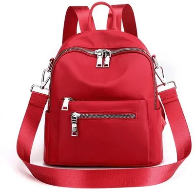 Produktbild von Kleiner Wasserdichter Schulrucksack Damen 2 In 1 Tagesrucksack Daypack Rot