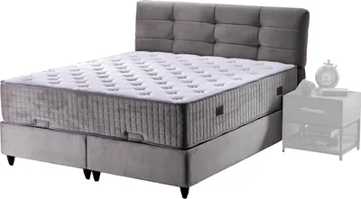 Produktbild von Boxbett 140 x 200 cm grau Stoffbezug mit Bettkasten - NAOMI - Die Möbelfundgrube