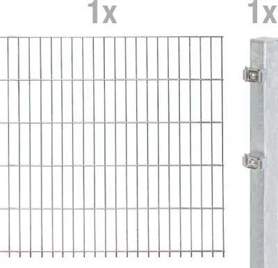 Produktbild von Alberts Doppelstabmattenzaun - Anbauset, Höhe 160 cm, Länge 2 m, feuerverzinkt, zum Einbetonieren