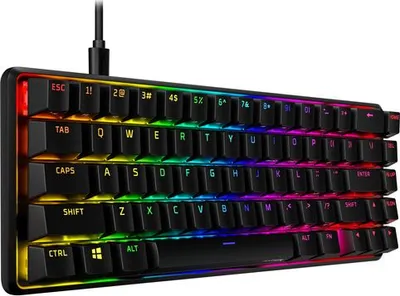 Obrázok produktu pre Alloy Origins 65 – mechanická herná klávesnica – HX Red (rozloženie US), 65%, Kábel, USB, Mechanický spínač kláves, Čierna