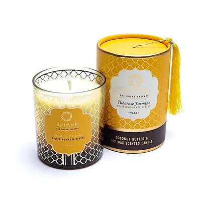 Produktbild von Vata Tuberose Jasmine Ayurveda Duftkerze – Packung mit 4 Stück – 200 g