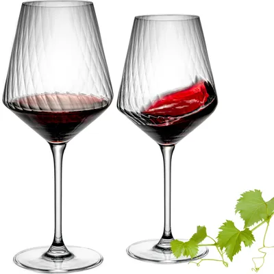 Produktbild von IMPERIAL glass Bordeauxgläser 2er Set – geriffelte Rotweingläser aus Crystalline Glas "London" – Weingläser 580ml Spülmaschinenfest