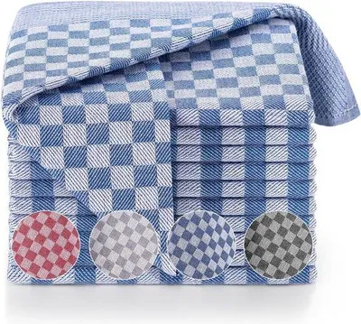 Productafbeelding van Famanu Keukenhanddoeken Set, 20 stuks - Grijs, geruit - Set van hoogwaardige handdoeken
