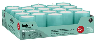 Productafbeelding van Bolsius Horeca Relight Navullingen 64/52 Aqua (18 stuks)