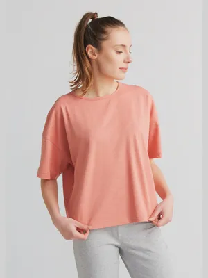 Produktbild von Damen Oversize T-Shirt mit Flammé-Struktur und überschnittenen Schultern