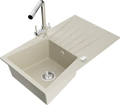 Produktbild von Mexen Cesar 1 Becken-Granitspüle mit Abtropffläche und Mischbatterie Duero, Beige - 6514-69-671600-00