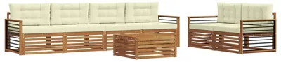 Produktbild von vidaXL Outdoor-Sofagarnitur mit Kissen 7 pcs Natur und Creme