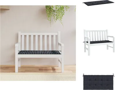 Produktbild von vidaXL Gartenbank-Auflage Schwarz Karomuster 120x50x3 cm Oxford-Gewebe -  Sitzpolster