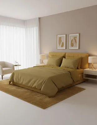 Produktbild von L'Essentiel Linge de Maison, Hochwertiges Ranforce Bettwäsche Set (2-teilig), Senfgelb, 200 x 200 cm | 100% Baumwolle, maschinenwaschbar bei 40 °C, mit Knopf- und Umschlagverschluss | Elegantes Design für Ihr Schlafzimmer.