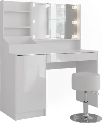 Produktbild von Schminktisch Vicco Sherry Weiß/Weiß Hochglanz 119.8 cm 5 Teile, Model 57619