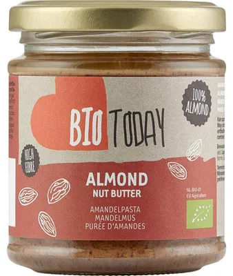 Produktbild von BioToday  Amandelpasta 170g – Cremiger, 100% -Mandelaufstrich, vegan & glutenfrei