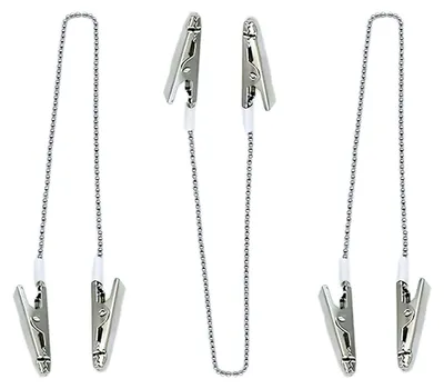 3 Serviettenhalter aus Edelstahl mit Clips, silber