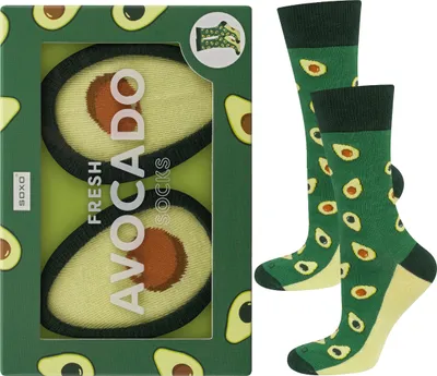 Produktbild von Herren Avocado-Socken im Geschenkbox von Soxo - Größe: 41-46 - Bunte Baumwollsocken - Lustige Geschenkidee für Männer, Brüder, Freunde