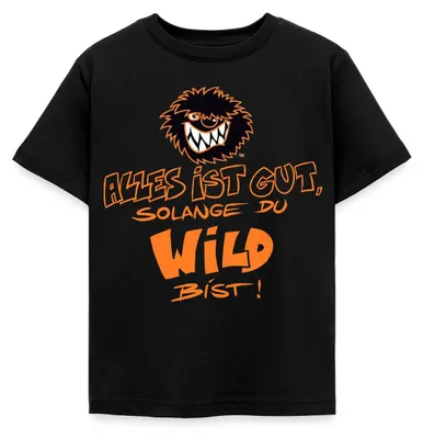 Produktbild von Spreadshirt Die Wilden Kerle Spruch Motto mit Logo Kinder T-Shirt, 122/128 (7-8 Jahre), Schwarz
