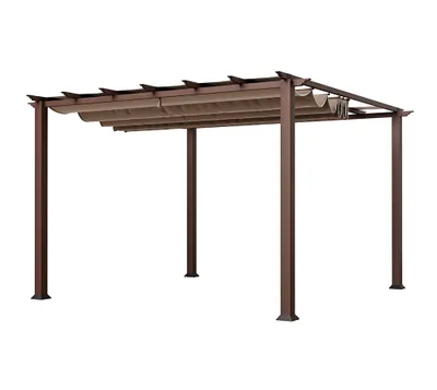 Obrázok produktu pre Paragon Vonkajšia hliníková pergola Florida 1111 vzhľad dreva tmavohnedá 350x350x235 cm
