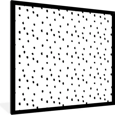 Produktbild von MuchoWow® Gerahmtes Poster Schwarz - Punkte - Design - Weiß 40x40 cm - Poster mit Schwarzem Bilderrahmen Wandposter Rahmen Foto Bilder - Mit Rahmen - Wanddekoration Schlafzimmer