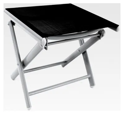 Produktbild von Klapphocker 42 cm Campinghocker Fußteil Aluminium Textilene schwarz pulverbeschichtet Gestell hellgrau