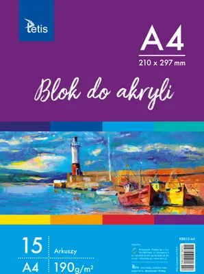 Obrázek produktu pro Akrylový blok Tetis A4, 15 listů, papír 190 g