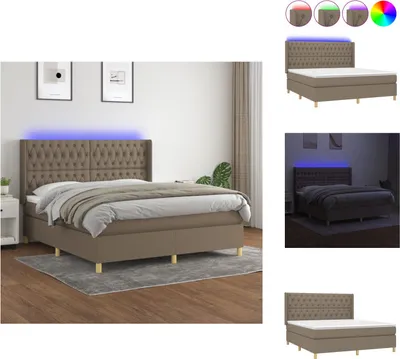 Produktbild von vidaXL Boxspringbett mit Matratze & LED Taupe 160x200 cm Stoff -  Betten & Bettgestelle