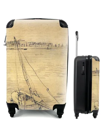 Produktbild von MuchoWow® Koffer Handgepäck Trolley Rollkoffer Kleine Reisekoffer mit 4 Rollen - Segelboot auf der Seine bei Asnières - Vincent van Gogh - Cabin Size < 55x40x23 cm & 55x40x20 cm - Fotokoffer - Kabinenkoffer - Boardgepäck - Reise-Box - Reisekoffer - Reisegepäck - Koffer mit Bild - Trolley für Kinder
