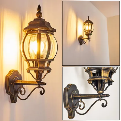 Produktbild von Meyen »Meyen« Außenwandlampe, Aluguss in Braun/Gold m. Kunststoff-Scheiben