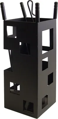 Produktbild von Offenes Kaminzubehörset - Quadratisches Design, 50 x 20 x 20 cm, Schwarz