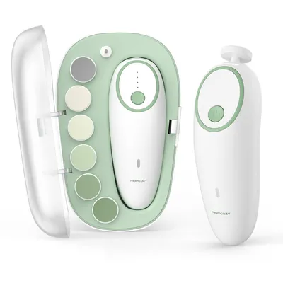 Produktbild von Momcozy Baby Nagelfeile Elektrisch, Sanfter Baby Nageltrimmer Elektrisch Wiederaufladbar, Baby Nagelknipser Elektrisch, 7 Schleifkopf Ersatzpads