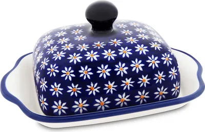 Produktbild von Bunzlauer Keramik Butterdose Butterglocke Butterbehälter eckig für 250g (1 Stück Butter) 20x15x10,5cm Nachbildung 1311a