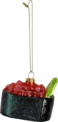 Produktbild von Christbaumschmuck Glas 7cm Maki Sushi Figur Schwarz / Rot