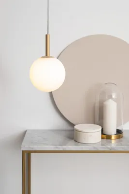 Zdjęcie produktu dla Lampa wisząca złota minimalistyczna nowoczesna szklana biała kula Gama 1xG9 12W Sigma Lighting