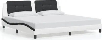 Produktbild von vidaXL Bettgestell ohne Matratze "Zadar" Weiß und Schwarz 200x200 cm Kunstleder