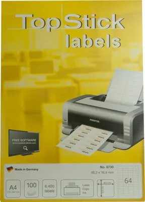 Produktbild von TOP STICK Universal Etiketten 48,3 x 16,9 mm weiß 6.400 Etiketten