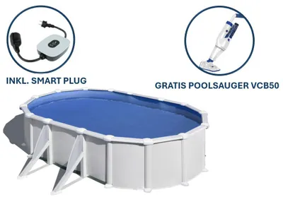Produktbild von GRE Ovaler Stahlwandpool in Weiß KITPROV508 – 500 x 300 x 132 cm, Komplettset + GRATIS Elektrischer Poolreiniger VCB50