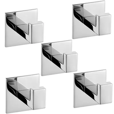 5 Handtuchhaken, Edelstahl 304, selbstklebend, Chrom