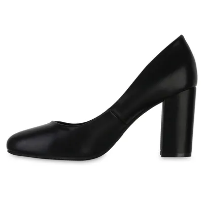 Produktbild von van-hill, Klassische Damen Pumps, Schwarz, Gr. 38, Kunstleder, Blockabsatz 8.5 cm, ohne Verschluss, (Modell 841385)