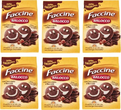 Produktbild von 6x Balocco faccine kekse mit Schokolade & Haselnüss 350g biscuits cookies