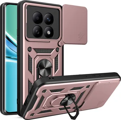 Produktbild von Outdoor Panzer Hülle für Xiaomi Redmi Note 15 4G / 5G Handyhülle mit Kameraschutz Ringhalter Rosegold