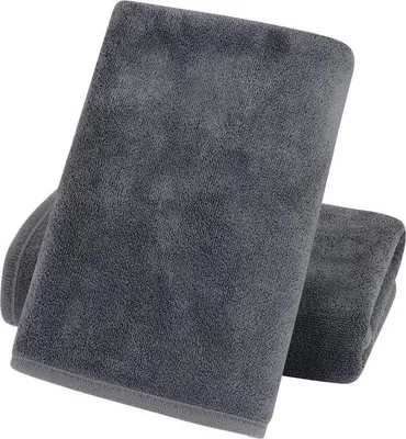 Produktbild von Unyqoos® Mikrofaser-Handtuch 2er-Set, 40 x 76 cm, 100% Mikrofaser, 400 g/m² – schnelltrocknend, fusselfrei & sehr saugstark, grau
