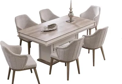 Productafbeelding van Eettafel, stoelen, eethoek, inrichting eetkamer, tafel, zitmeubels, 5-delig