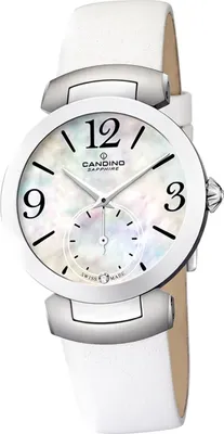 Produktbild von Candino Elegance Leder Quarz Damen Uhr C4498/1 Armband-Uhr Analog weiß D2UC4498/1