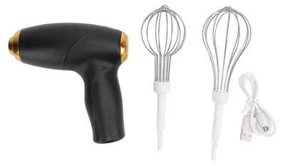 Produktbild von Kabelloser Handmixer, USB wiederaufladbar, tragbarer elektrischer Schneebesen, Schneebesen zum Mischen, Backen, Kochen, Schwarz