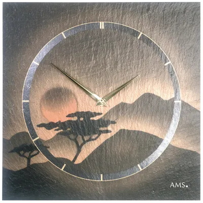 Produktbild von AMS W9515 Wanduhr mit Naturschiefer und Airbrush-Design