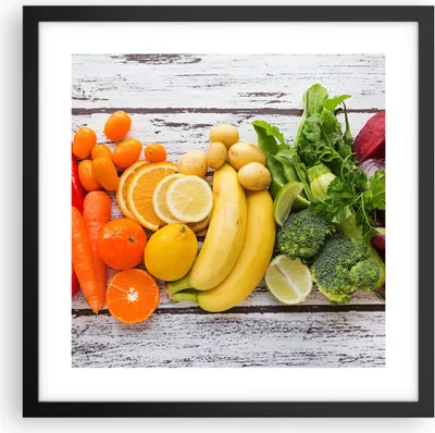 Produktbild von Gerahmtes Poster - Schwarzer Rahmen - Essen Gemüse Essen frisch - 40x40 cm - Wand Bild - Wanddeko - Wandbilder - Wandposter - Bilderrahmen - Bilder - Kunstdruck - Wandbild - P2BAC40x40-2888