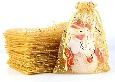 Produktbild von 100 Stück Goldene Organzasäckchen 13x18 cm für Geschenke und Schmuck