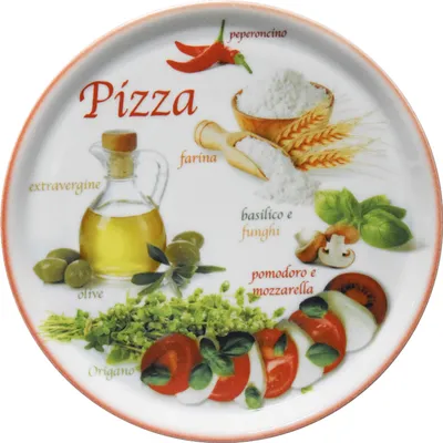 Image de Assiette à pizza Napoli Red Ø 33,8 cm Plat de service Assiette XL Décoré Porcelaine