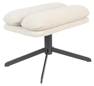 Produktbild von Zuiver Tyler Hocker mit drehbarem Fuß, Bouclé-Design, Weiß/Schwarz, 60x47x44,5 cm